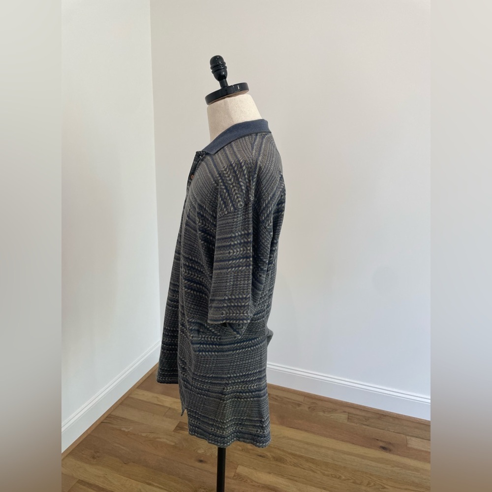Jhane Barnes 100% Cotton Navy and Gray Striped Polo Shirt - Picture 4 of 11